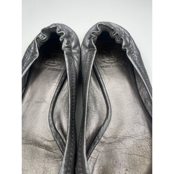 Tory Burch Ballet Flats Leather Silver Color Ladies Size 7 - Picture 10 of 12